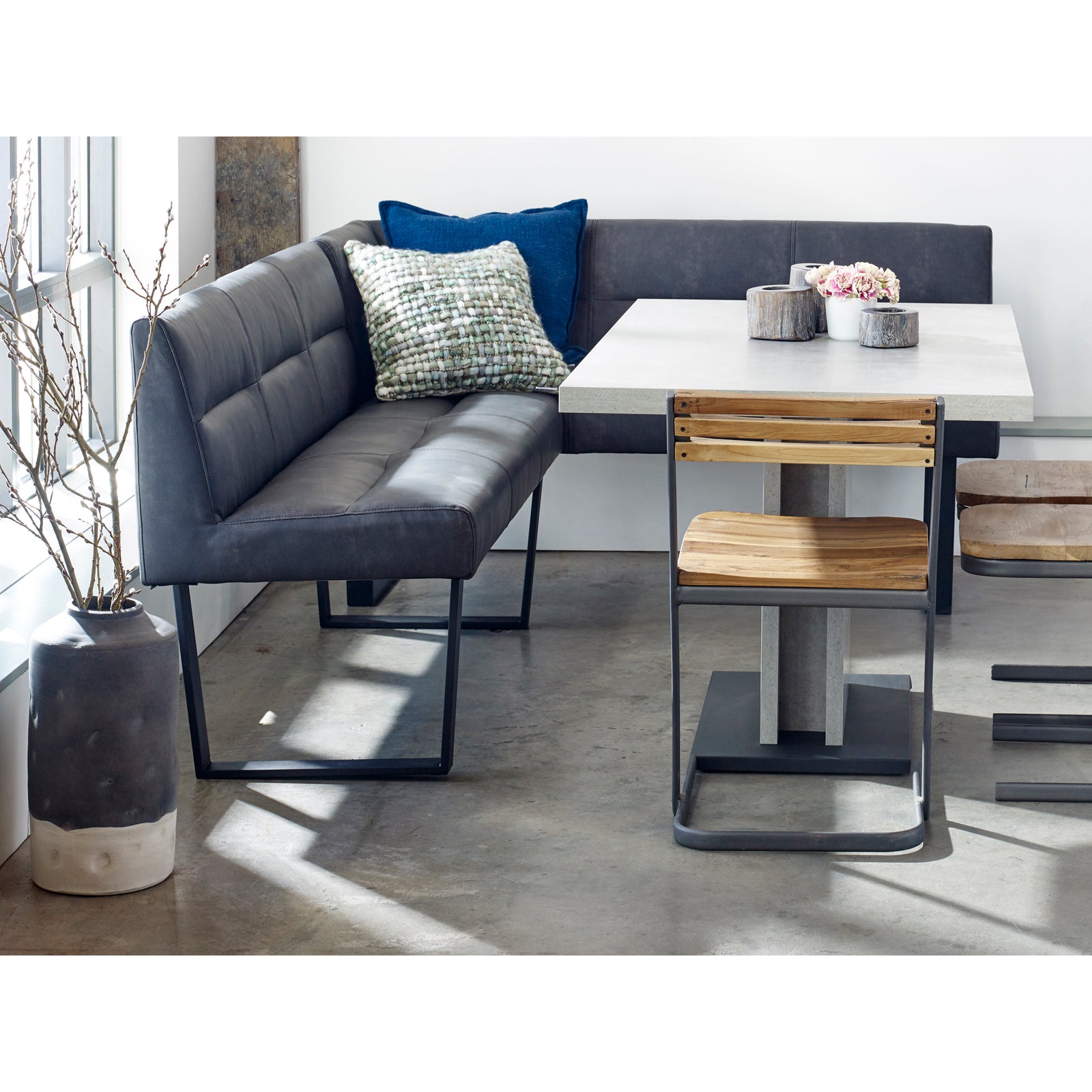 Moe's Home Collection - Hanlon Corner Bench Dark Grey - ER-2066-25-0 | American Home Furniture