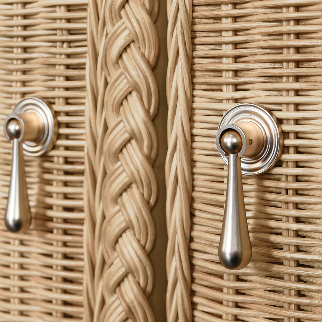 Four Door Buffet In Fully Wrapped Rattan With Satin Brass Pulls - EVANDER