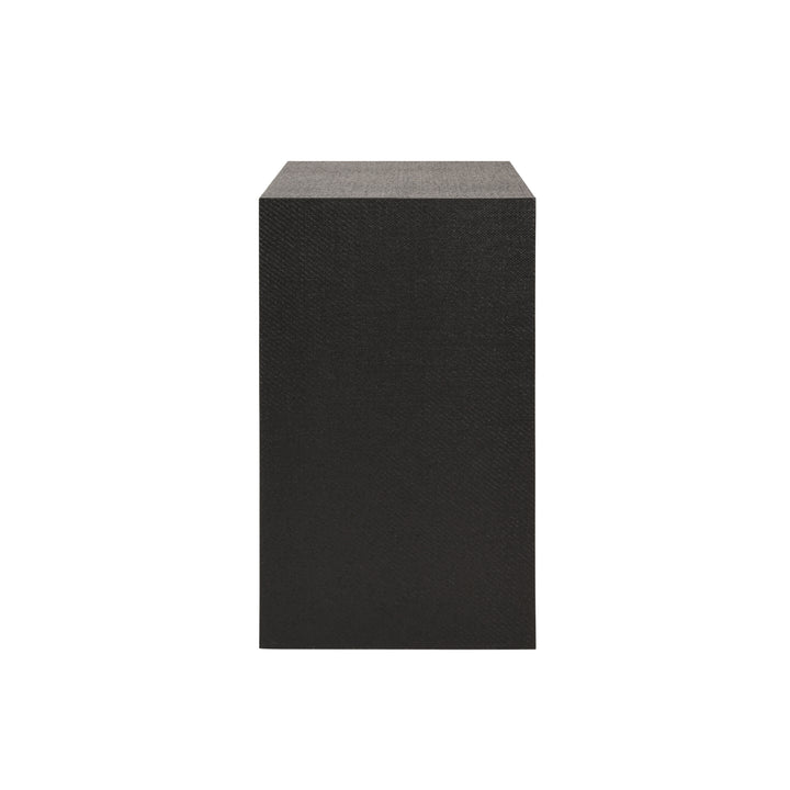 Two Drawer Side Table In Black Painted Grasscloth With Black Oak Handles - EZRA BLK