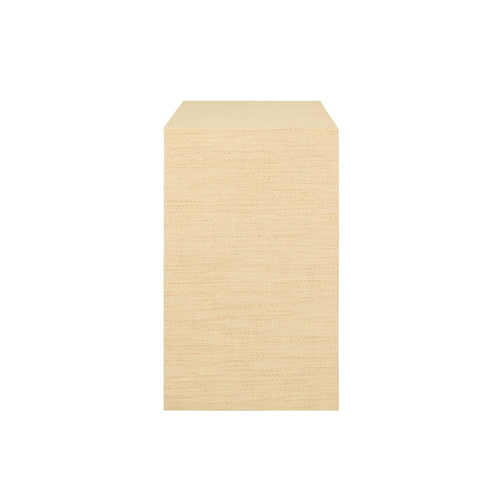 Two Drawer Side Table In Natural Grasscloth With Cerused Oak Handles - EZRA NAT