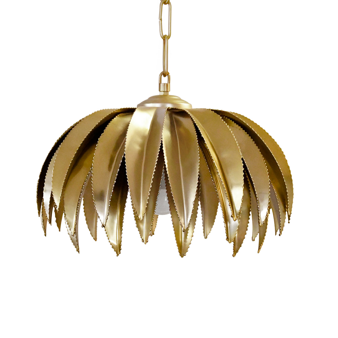 Palm Leaf Pendant In Antique Brass - FIFI