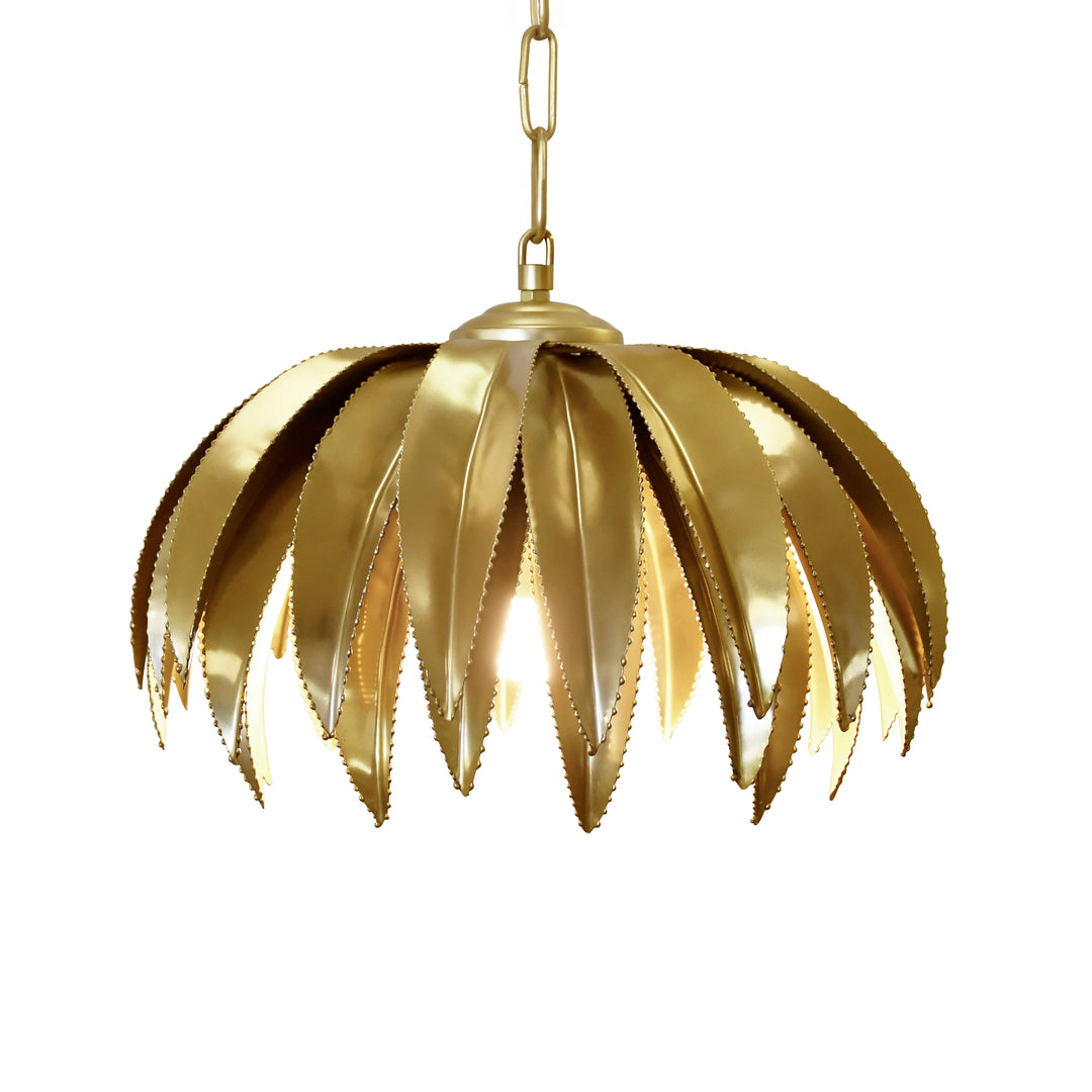 Palm Leaf Pendant In Antique Brass - FIFI