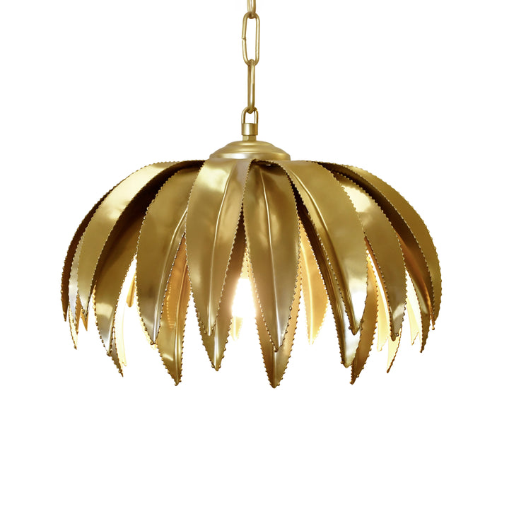 Palm Leaf Pendant In Antique Brass - FIFI