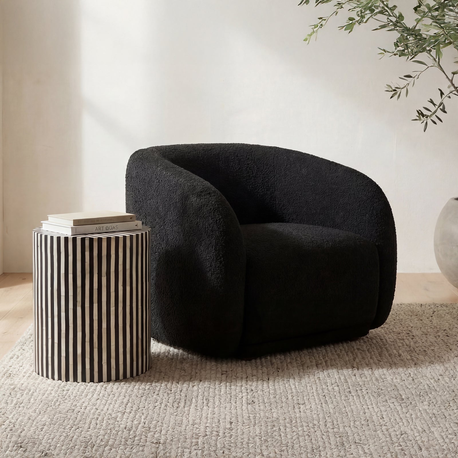Moe's Home Collection - Faye Accent Chair Black Boucle - FO-1028-02 | American Home Furniture