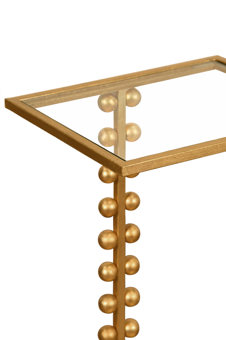 Ball Lined Cigar Table With Glass Top In Gold Leaf - FOSTER G