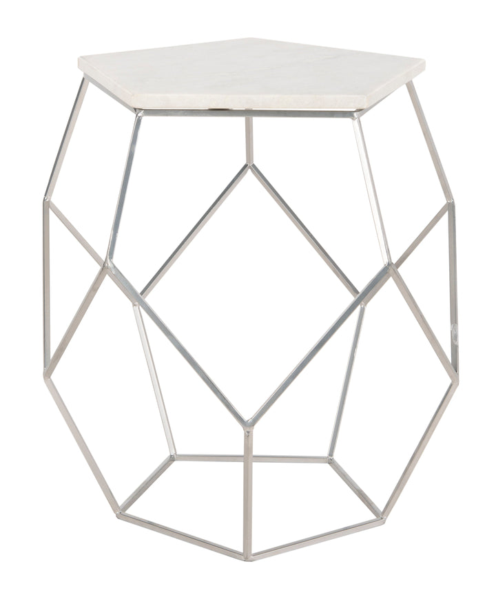 Modern Pentagon Marble Top Side Table