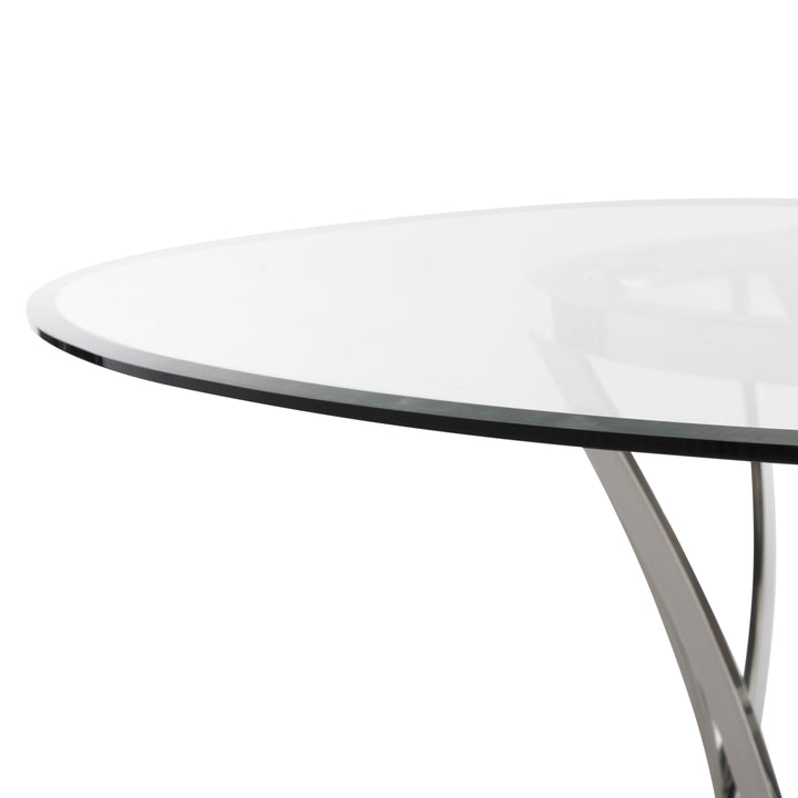 American Home Furniture Safavieh Couture Kyrie 54" Glass Top Dining Table/ Chrome