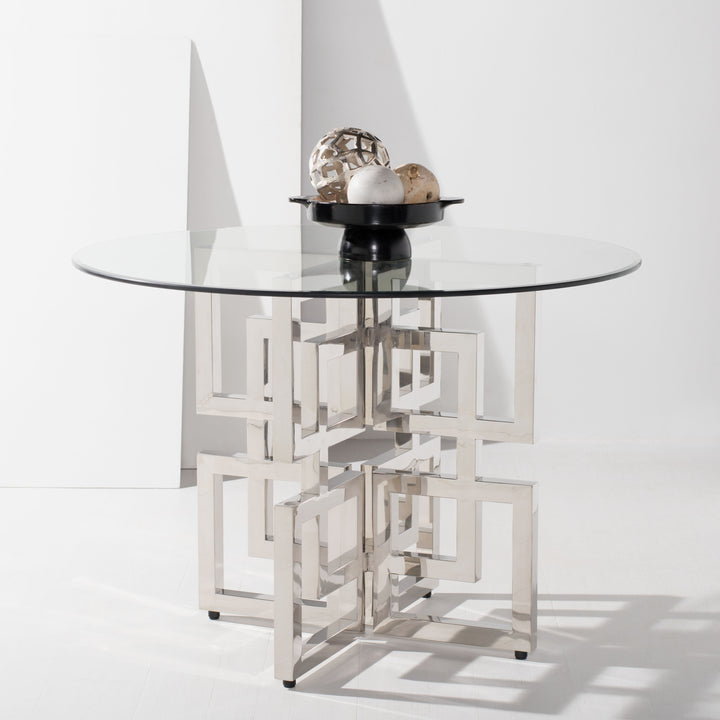 American Home Furniture Safavieh Couture Harlan 54" Round Glass Top Dining Table
