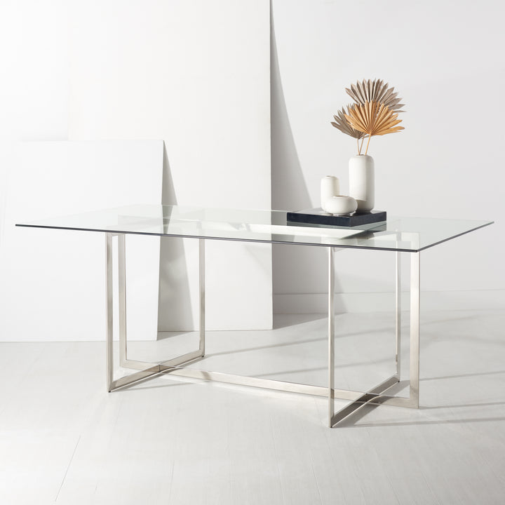 American Home Furniture Safavieh Couture Fidel Polished Glass Top Dining Table