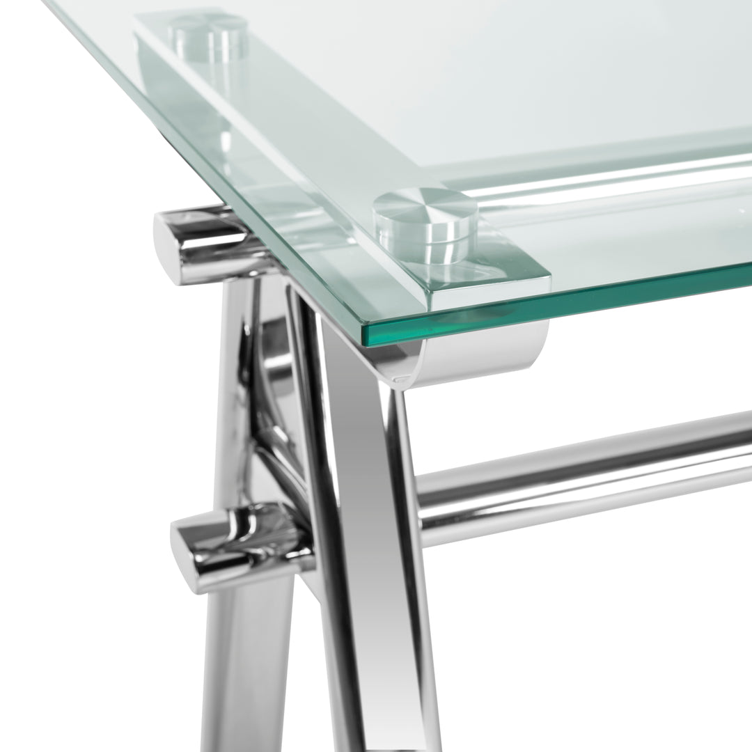 American Home Furniture Safavieh Couture Elza Glass Top Metal Desk