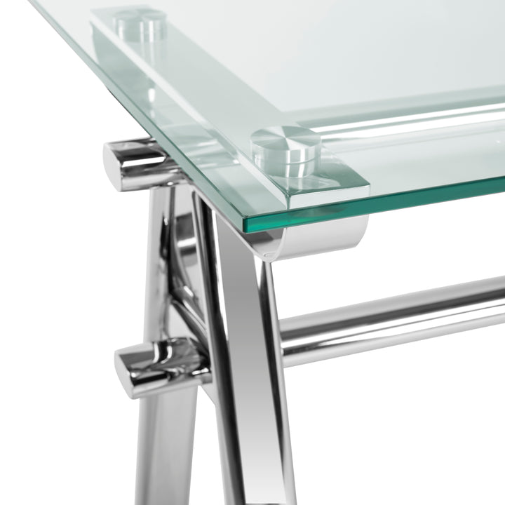 American Home Furniture Safavieh Couture Elza Glass Top Metal Desk