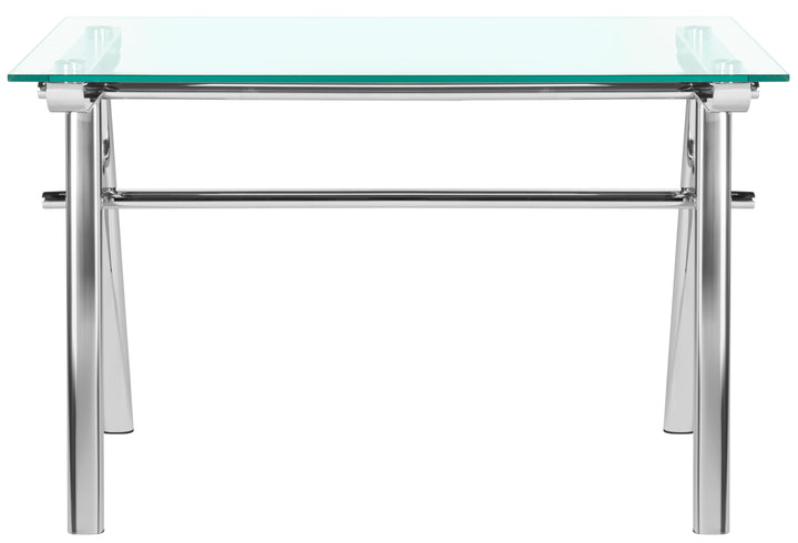 American Home Furniture Safavieh Couture Elza Glass Top Metal Desk