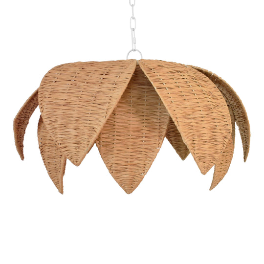 Lotus Shaped Pendant In Natural Rafia - FRANNY