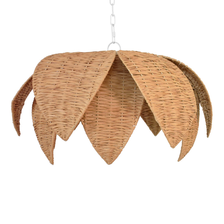 Lotus Shaped Pendant In Natural Rafia - FRANNY