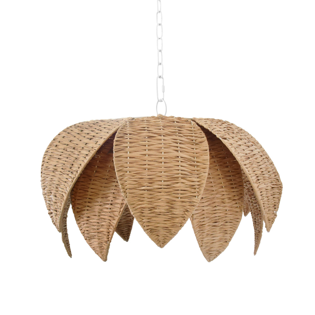 Lotus Shaped Pendant In Natural Rafia - FRANNY