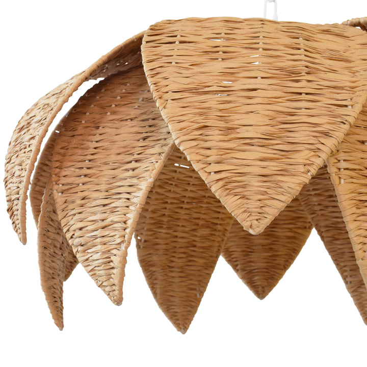 Lotus Shaped Pendant In Natural Rafia - FRANNY