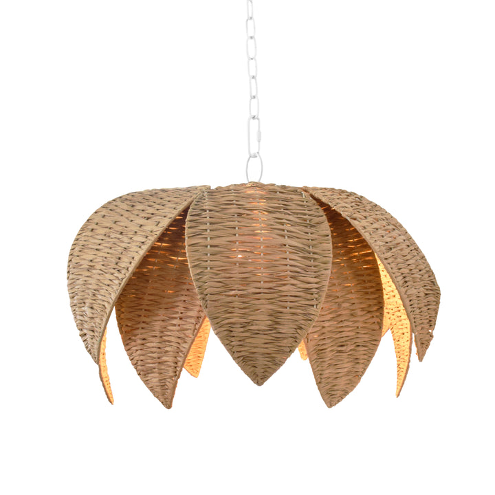 Lotus Shaped Pendant In Natural Rafia - FRANNY
