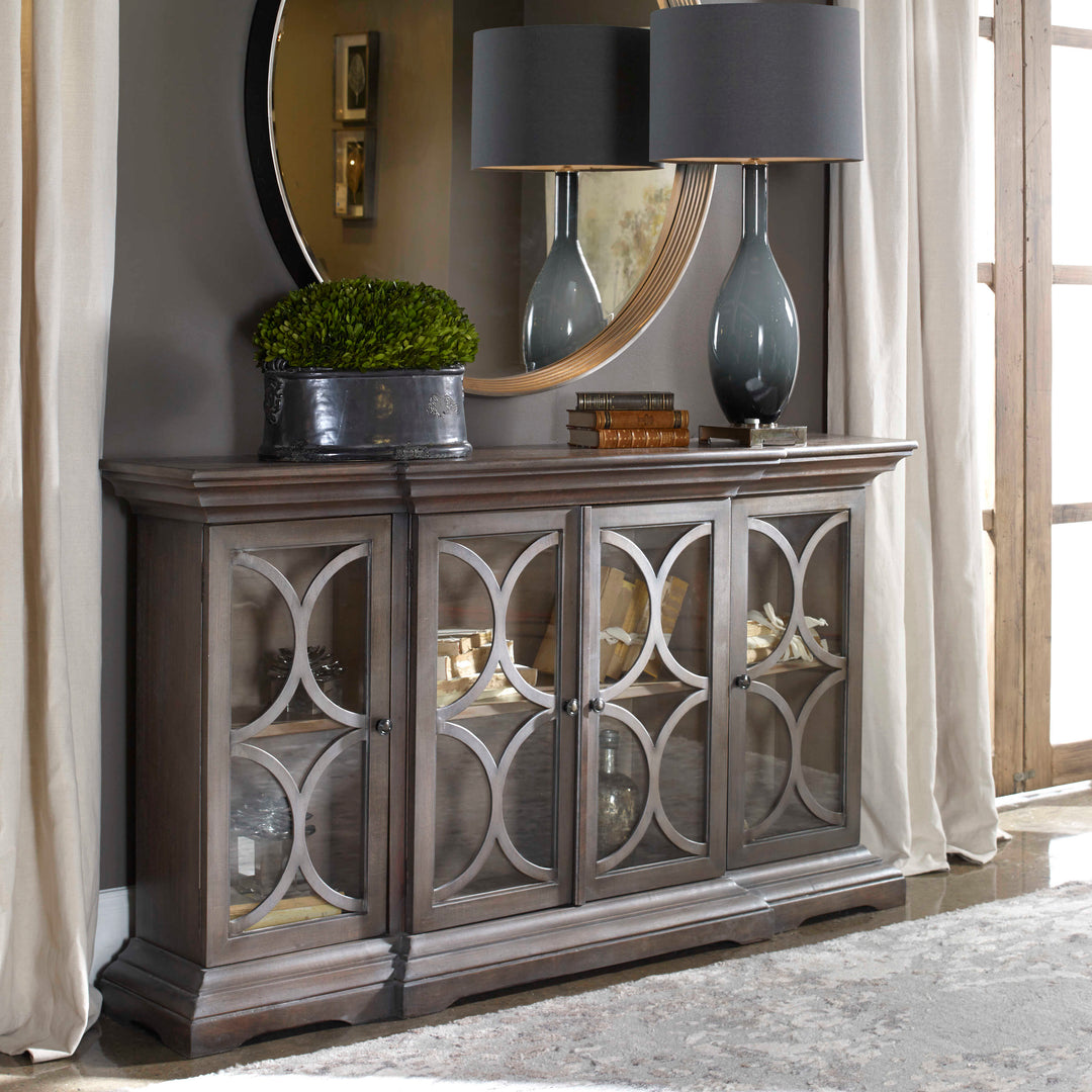 American Home Furniture Uttermost Belino Wooden 4 Door Sideboard