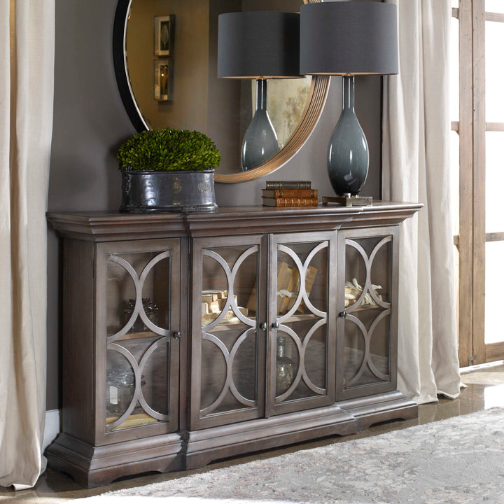 American Home Furniture Uttermost Belino Wooden 4 Door Sideboard