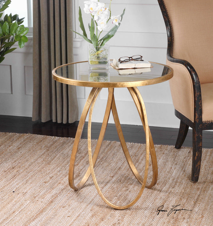 American Home Furniture Uttermost Montrez Gold Side Table