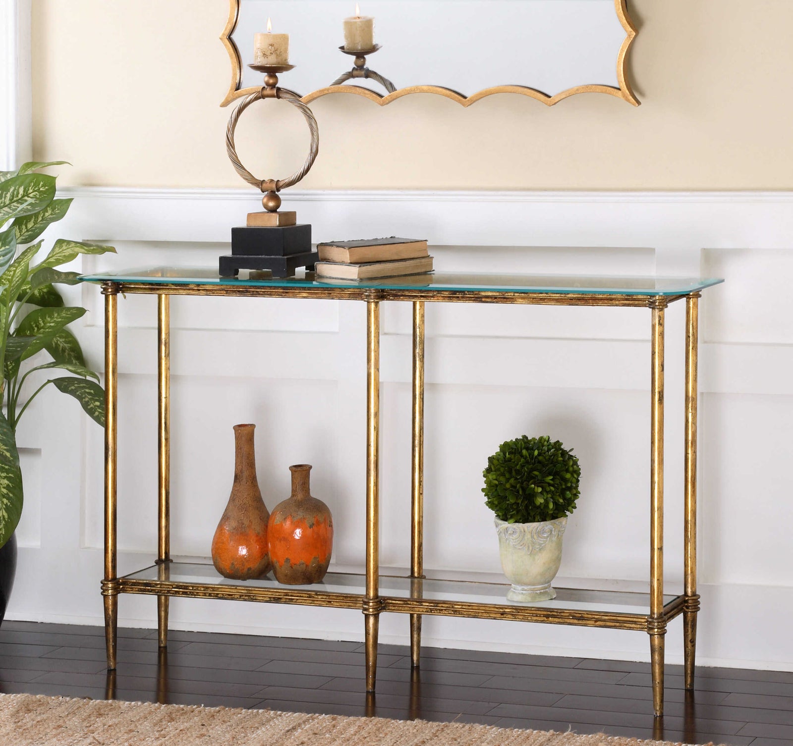 American Home Furniture Uttermost Elenio Glass Console Table