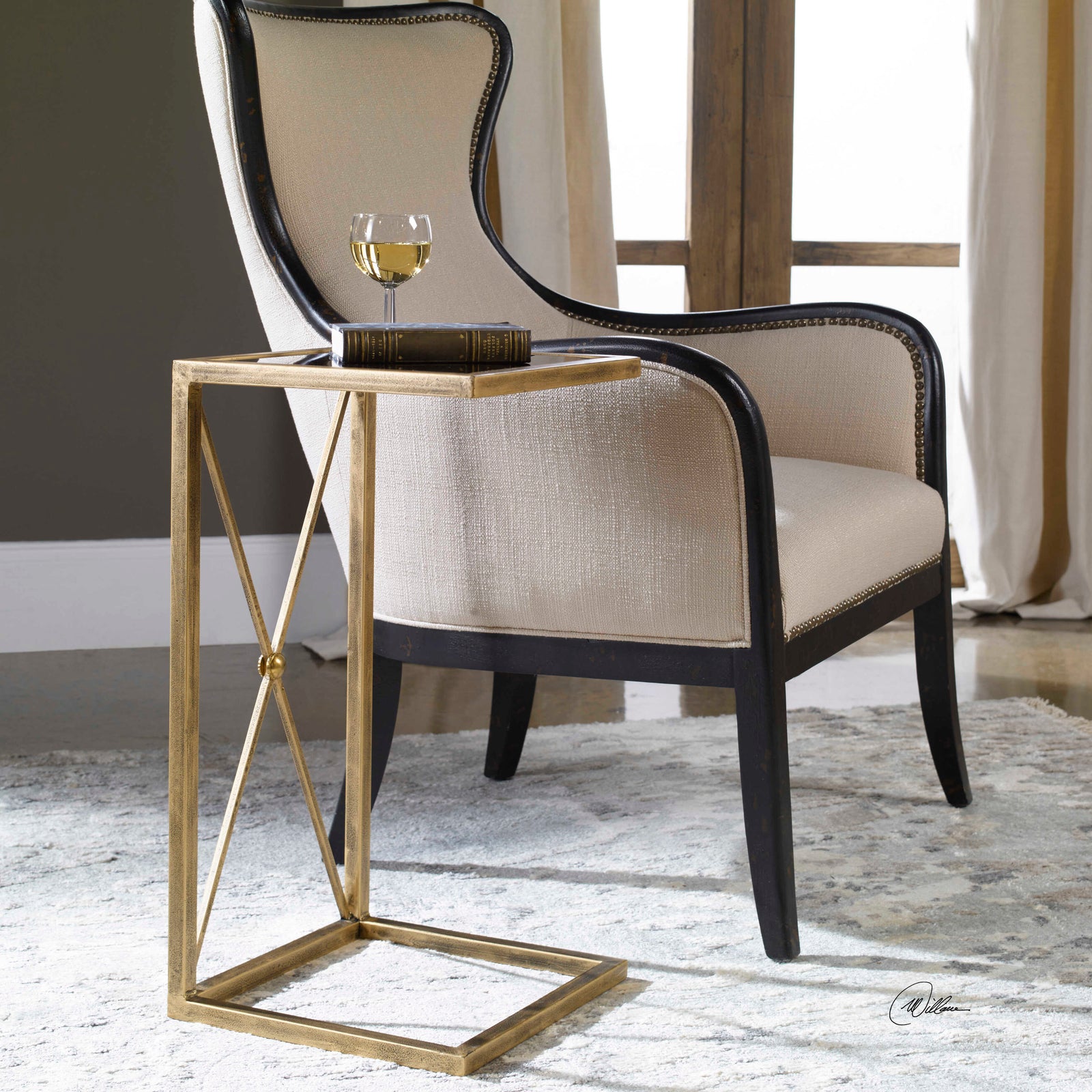 American Home Furniture Uttermost Zafina Gold Accent Table