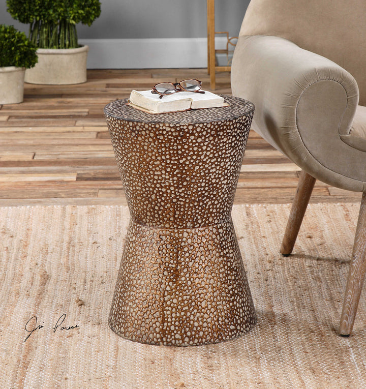 American Home Furniture Uttermost Cutler Drum Shaped Accent Table