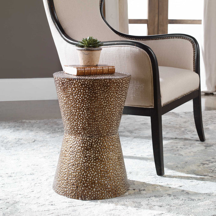 American Home Furniture Uttermost Cutler Drum Shaped Accent Table