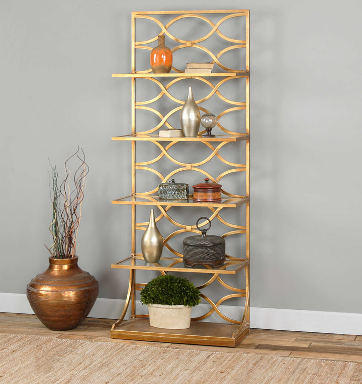 American Home Furniture Uttermost Lashaya Gold Etagere