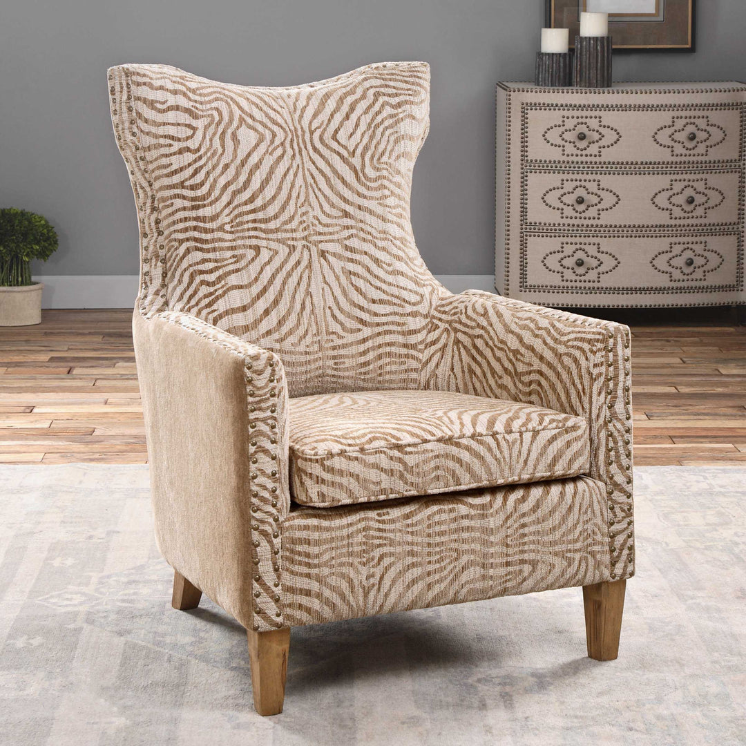 American Home Furniture Uttermost Kiango Animal Pattern Armchair