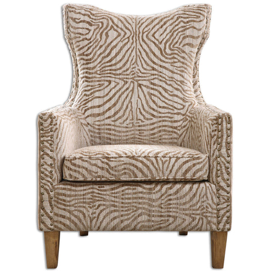 American Home Furniture Uttermost Kiango Animal Pattern Armchair