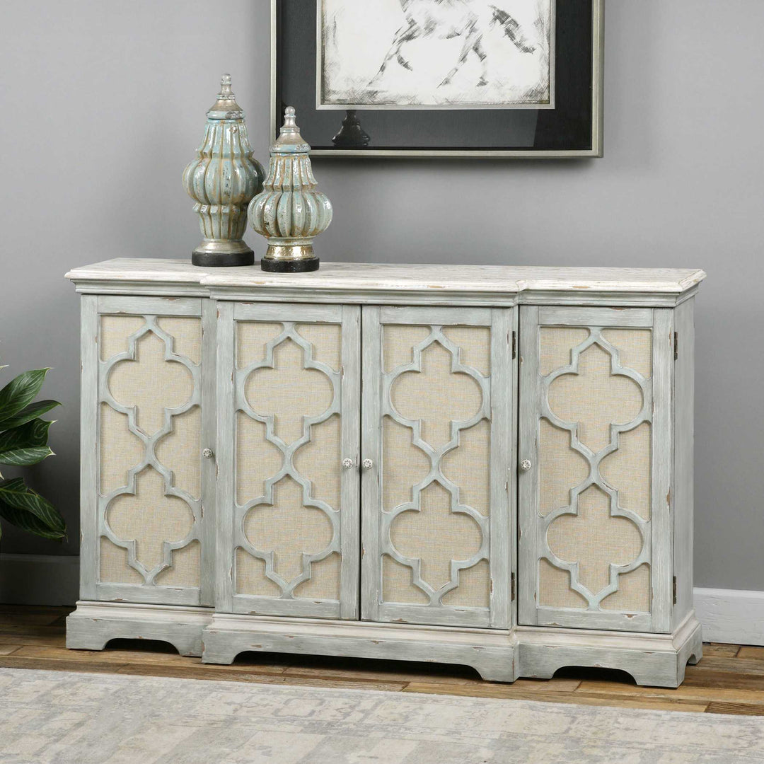 American Home Furniture Uttermost Sophie 4 Door Grey Cabinet