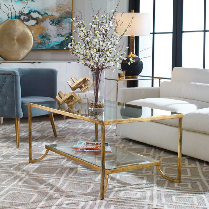 American Home Furniture Uttermost Katina Gold Leaf Coffee Table