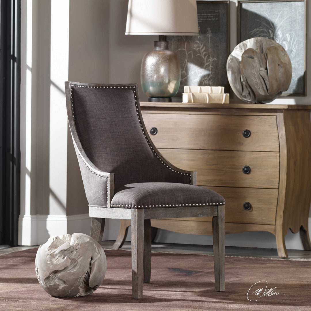 American Home Furniture Uttermost Aidrian Charcoal Gray Accent Chair