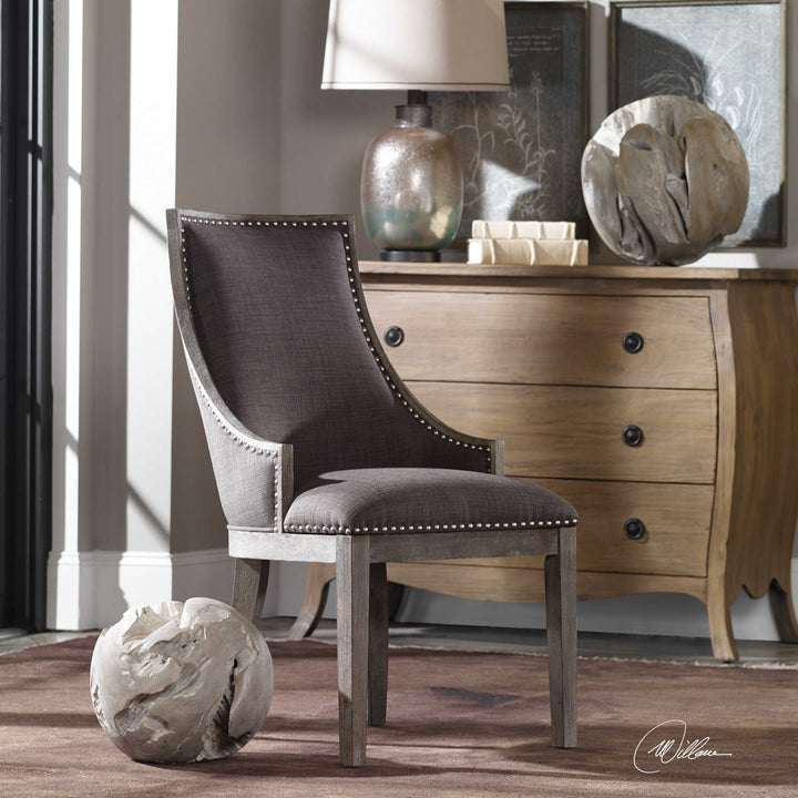 American Home Furniture Uttermost Aidrian Charcoal Gray Accent Chair