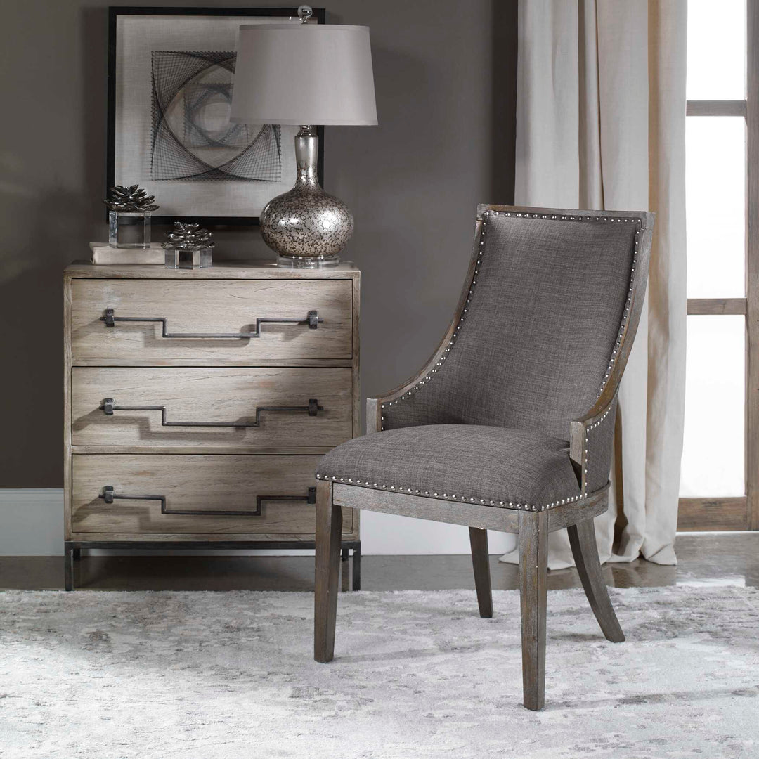 American Home Furniture Uttermost Aidrian Charcoal Gray Accent Chair