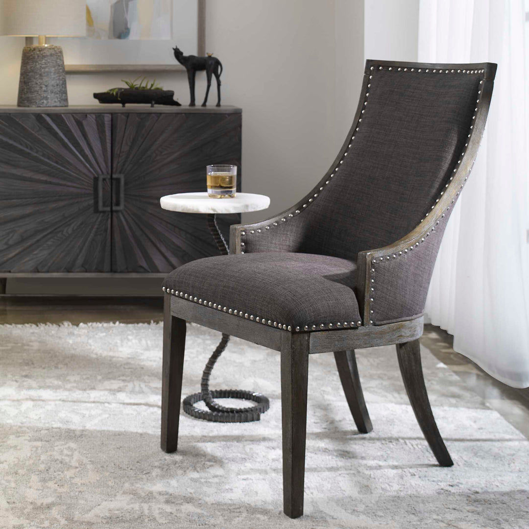 American Home Furniture Uttermost Aidrian Charcoal Gray Accent Chair