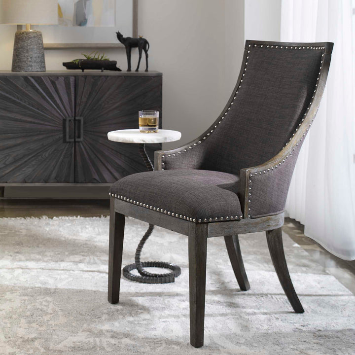 American Home Furniture Uttermost Aidrian Charcoal Gray Accent Chair