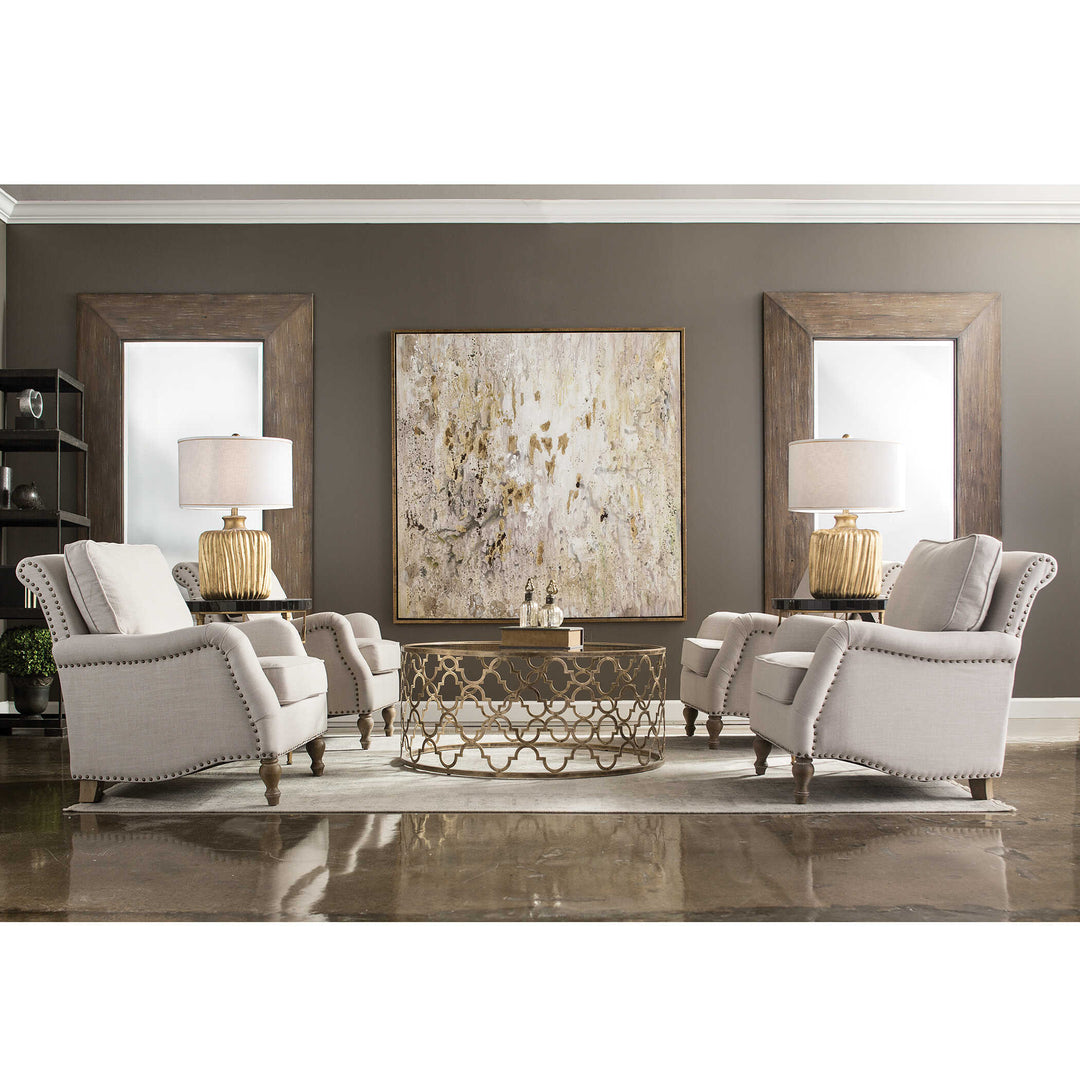 American Home Furniture Uttermost Armstead Antique White Armchair