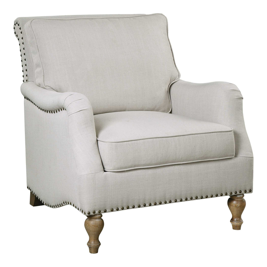 American Home Furniture Uttermost Armstead Antique White Armchair