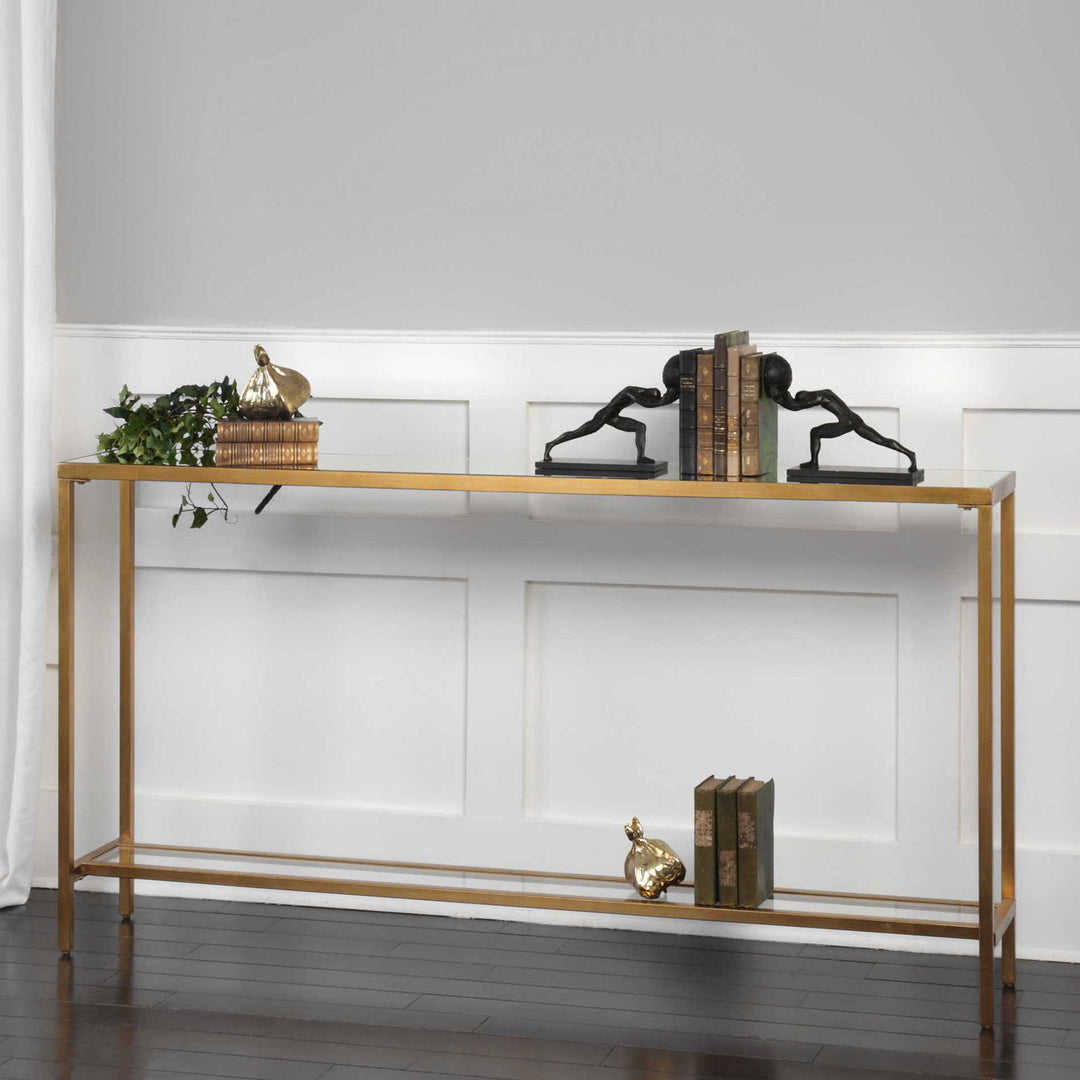 American Home Furniture Uttermost Hayley Gold Console Table