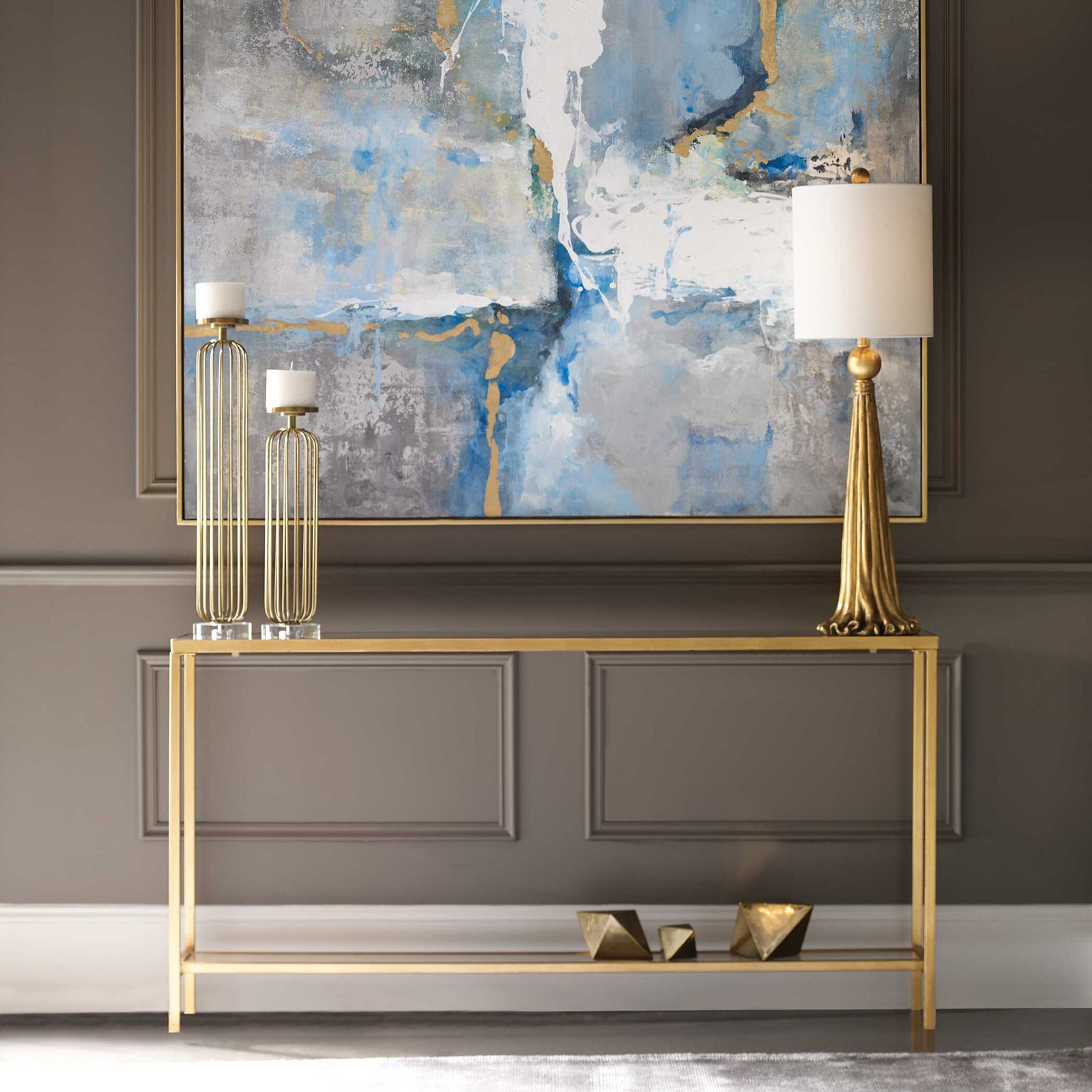 American Home Furniture Uttermost Hayley Gold Console Table