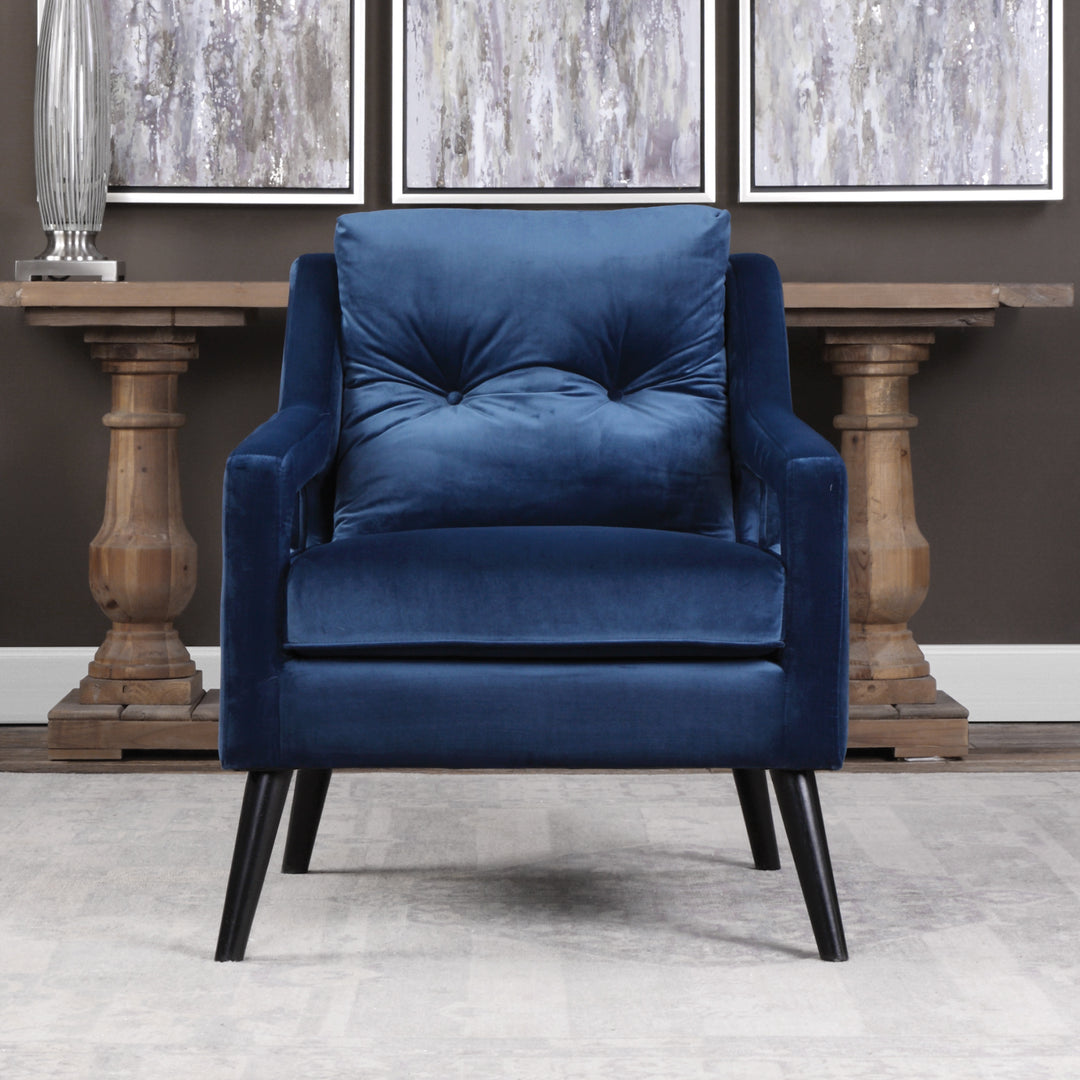 American Home Furniture Uttermost O'Brien Blue Velvet Armchair