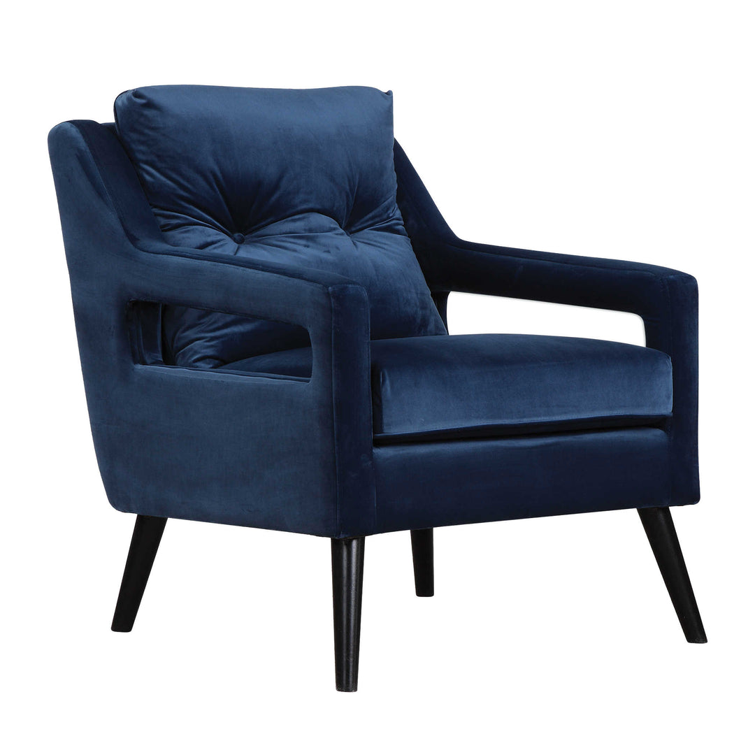 American Home Furniture Uttermost O'Brien Blue Velvet Armchair