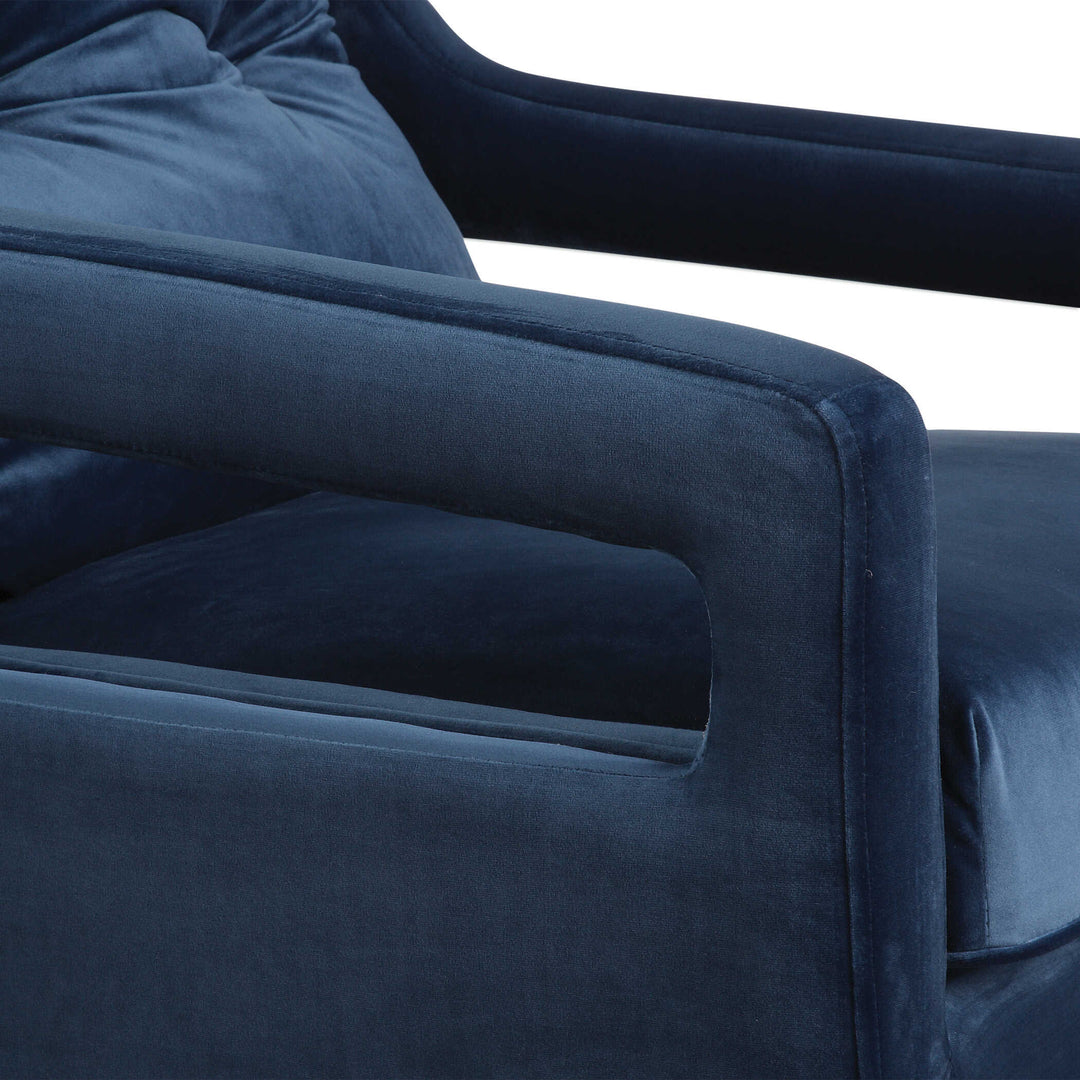 American Home Furniture Uttermost O'Brien Blue Velvet Armchair