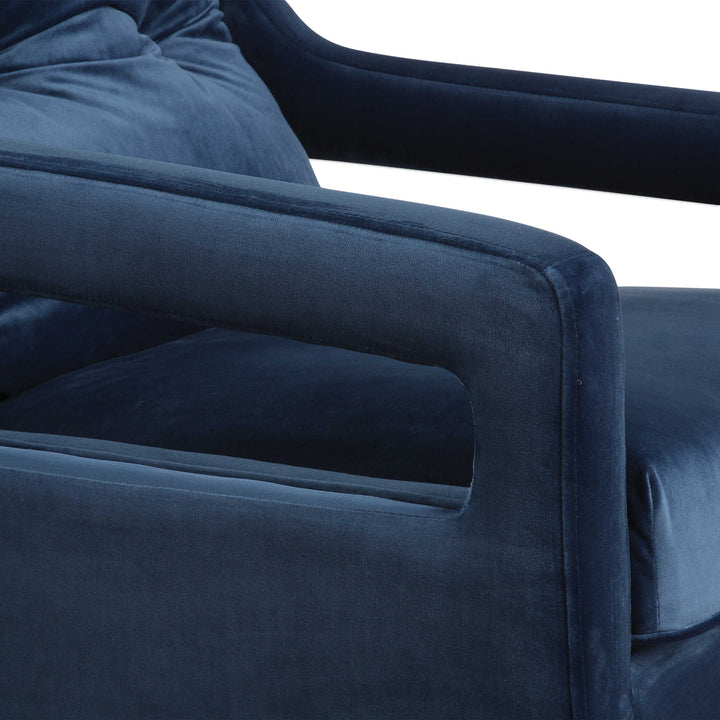 American Home Furniture Uttermost O'Brien Blue Velvet Armchair