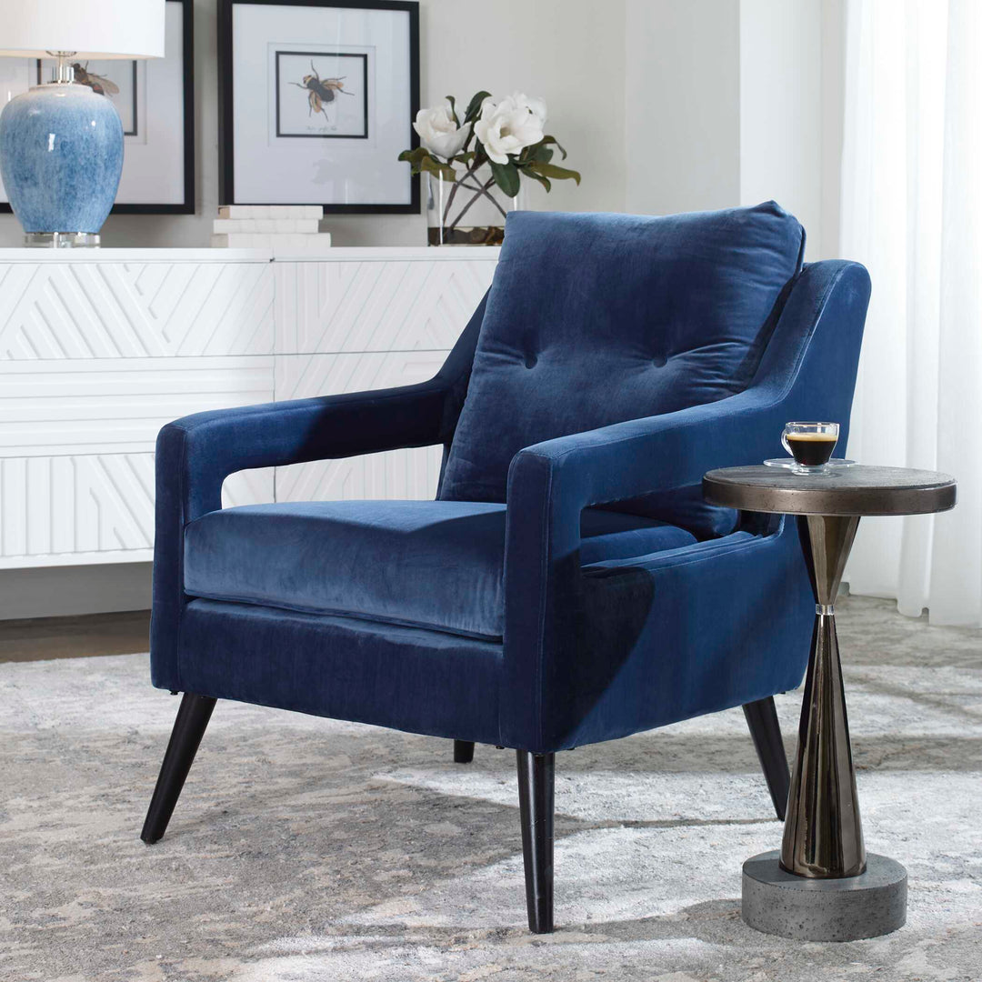 American Home Furniture Uttermost O'Brien Blue Velvet Armchair