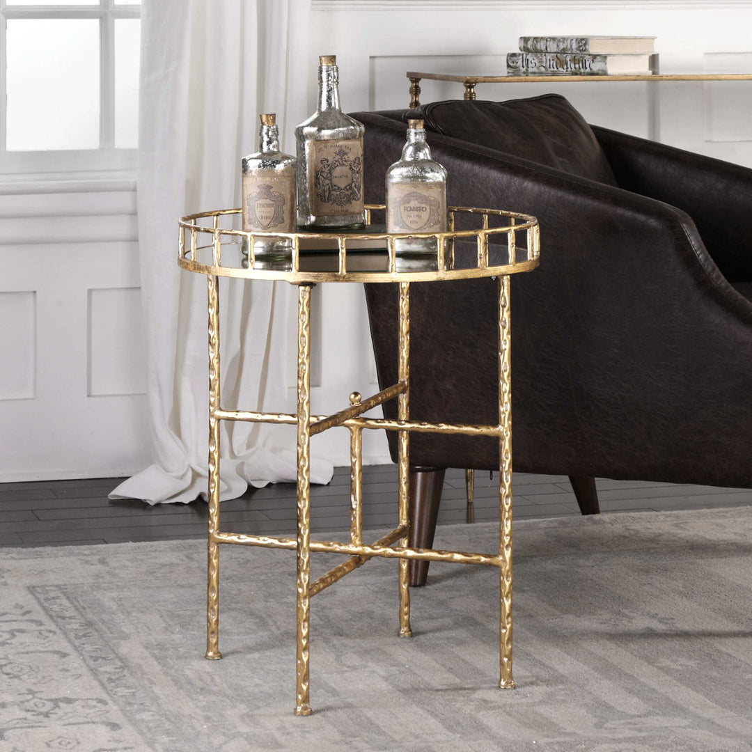 American Home Furniture Uttermost Tilly Bright Gold Accent Table