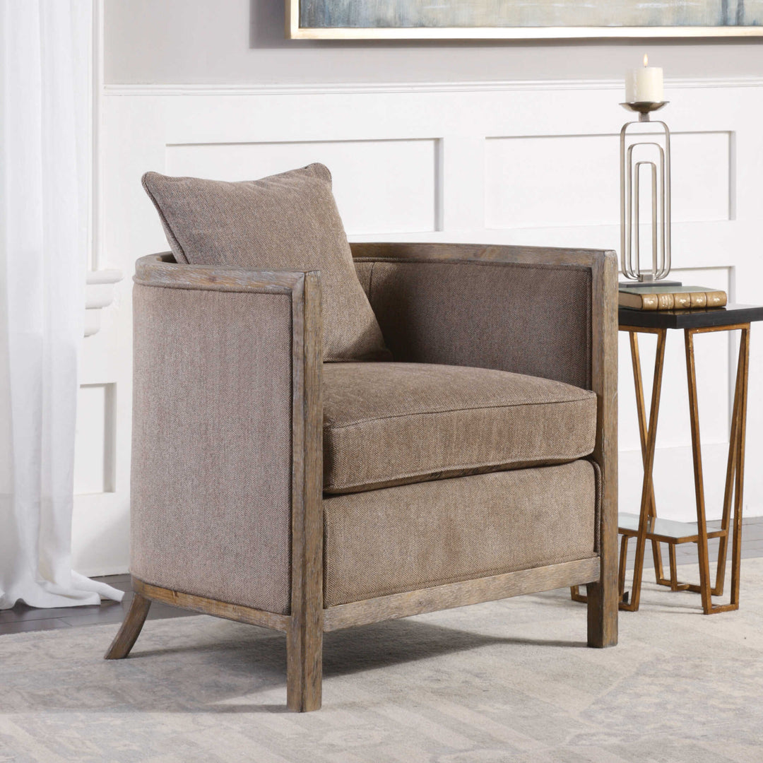 American Home Furniture Uttermost Viaggio Gray Chenille Accent Chair