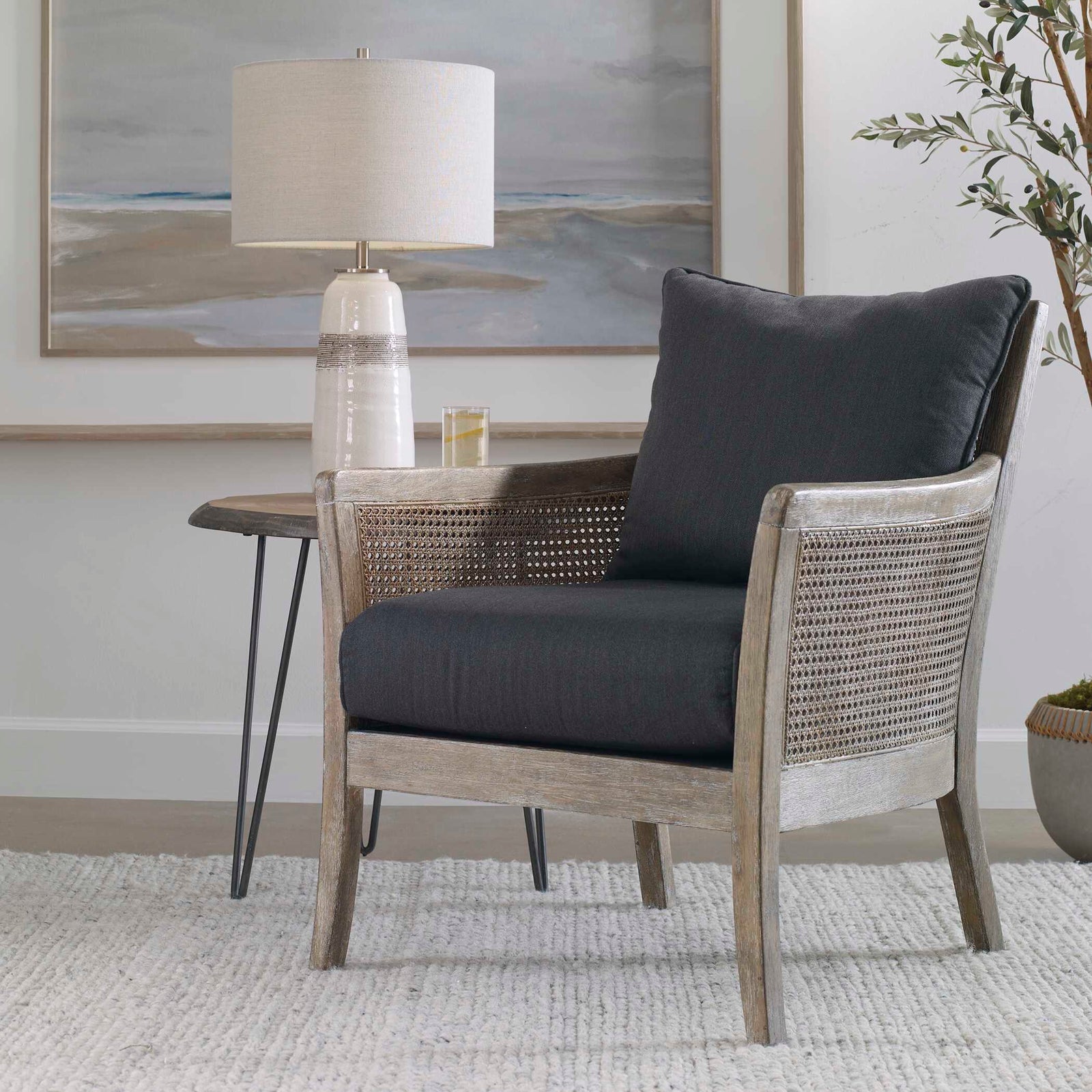 American Home Furniture Uttermost Encore Dark Gray Armchair